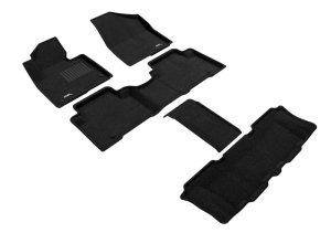 Hyundai Santa Fe XL Floor Mat Set - Front Rear and Third Row - 3D MAXpider - Elegant - Black - 2019 Hyundai Santa Fe XL Floor Mat Set - Front Rear and Third Row - 3D MAXpider - Elegant - Black - 2019